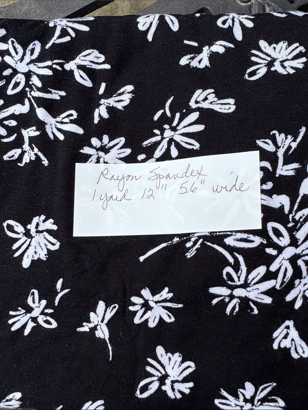 FABRIC Rayon Lycra Jersey Knit Fabric 56” Wide 1 Yard + 12” Long Black and White